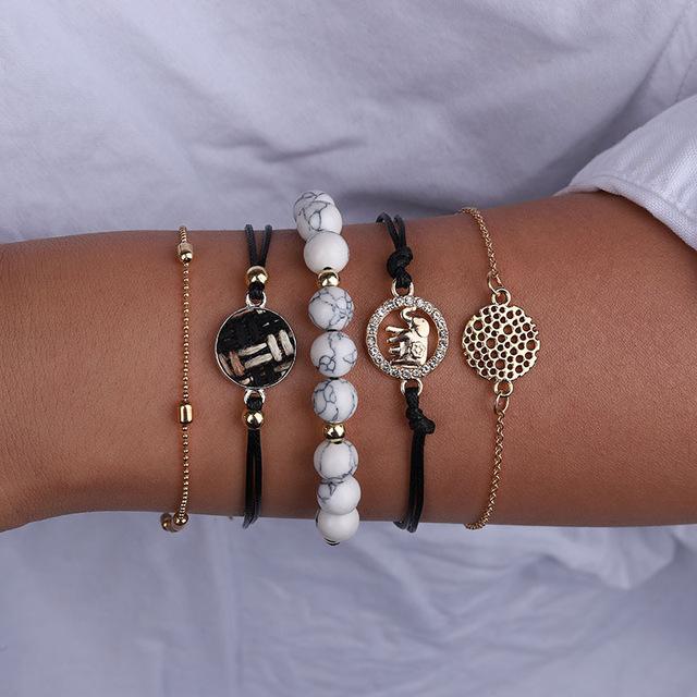 Bohemian Marble Stone Beads Bracelet Set For Women