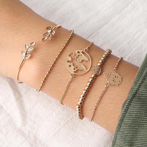 Bohemian Marble Stone Beads Bracelet Set For Women