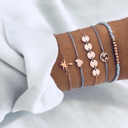 Bohemian Marble Stone Beads Bracelet Set For Women