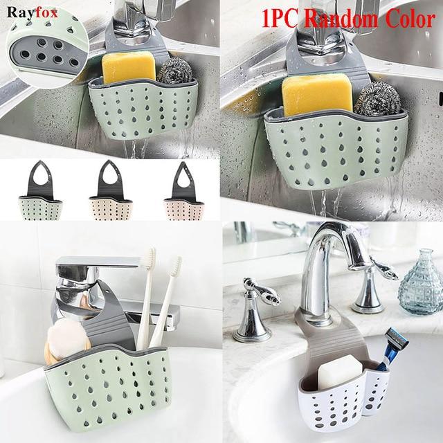 Kitchen Gadgets Portable Basket Home Kitchen Hanging Drain Basket Bag Bath Storage Tools Sink Holder Kitchen Accessory Utensils