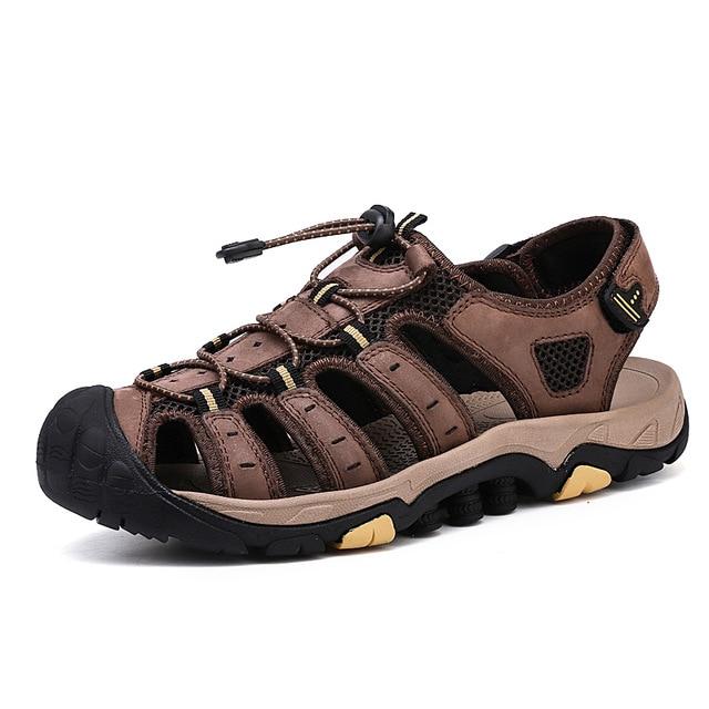 Genuine Leather Business Casual Shoes Man Quality Design Outdoor Beach Sandals