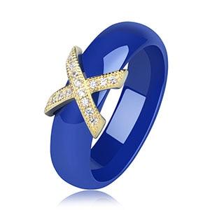 Women Ring With AAA Crystal 6/8 mm X Cross Ceramic