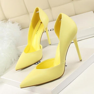 Women Pumps Fashion High Shoes Black Pink Yellow Heels