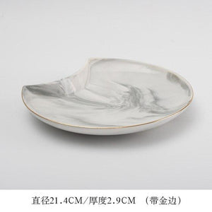 8 inch Creative Gold Marble Ceramic Dinner Plate Dish Soup Bowl Combination Set Tableware Food Container Dinnerware Crockery