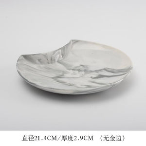 8 inch Creative Gold Marble Ceramic Dinner Plate Dish Soup Bowl Combination Set Tableware Food Container Dinnerware Crockery