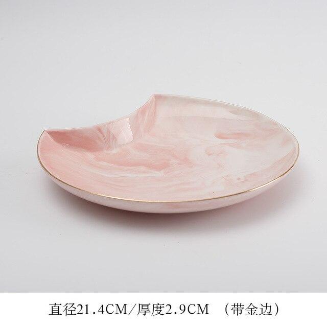 8 inch Creative Gold Marble Ceramic Dinner Plate Dish Soup Bowl Combination Set Tableware Food Container Dinnerware Crockery