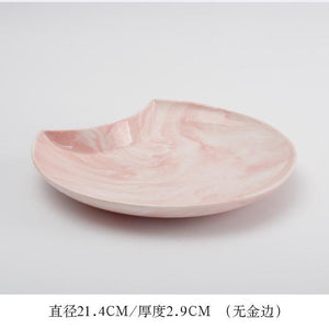 8 inch Creative Gold Marble Ceramic Dinner Plate Dish Soup Bowl Combination Set Tableware Food Container Dinnerware Crockery