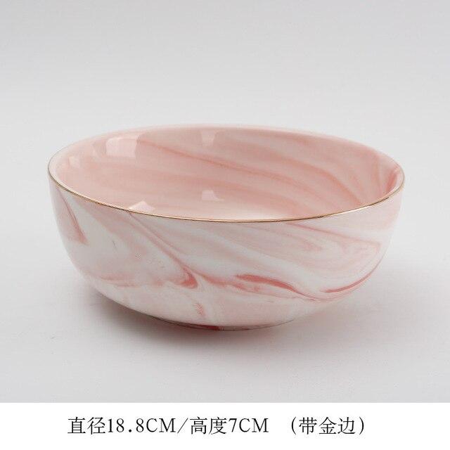 8 inch Creative Gold Marble Ceramic Dinner Plate Dish Soup Bowl Combination Set Tableware Food Container Dinnerware Crockery