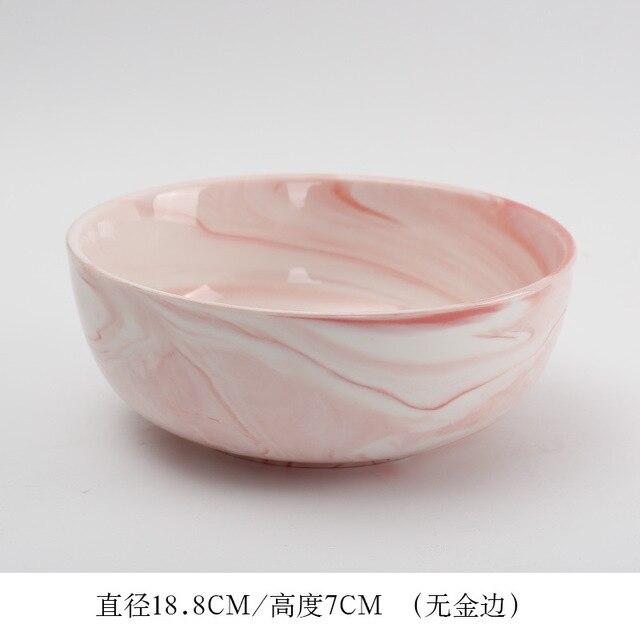 8 inch Creative Gold Marble Ceramic Dinner Plate Dish Soup Bowl Combination Set Tableware Food Container Dinnerware Crockery