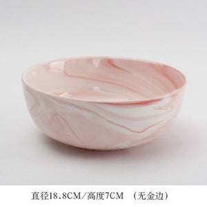 8 inch Creative Gold Marble Ceramic Dinner Plate Dish Soup Bowl Combination Set Tableware Food Container Dinnerware Crockery