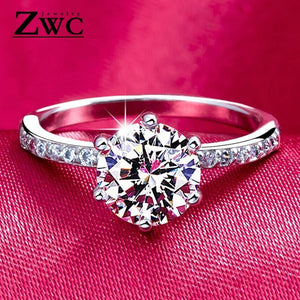 ZWC 2019 Fashion Classic Six Claw AAA Zircon Wedding Rings for women