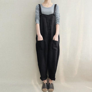 2019 ZANZEA Women Strappy Bib Overalls Pockets Summer Cotton Linen Long Jumpsuits Casual Solid Dungarees Loose Rompers Plus Size