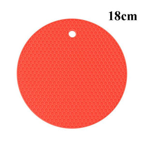 Kitchen Tools Gadgets 18/14cm Silicone Mat Heat Resistant Cup Mat Coasters Round Non-slip Table Placemat Kitchen Accessories M.