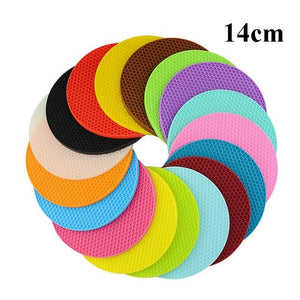 Kitchen Tools Gadgets 18/14cm Silicone Mat Heat Resistant Cup Mat Coasters Round Non-slip Table Placemat Kitchen Accessories M.