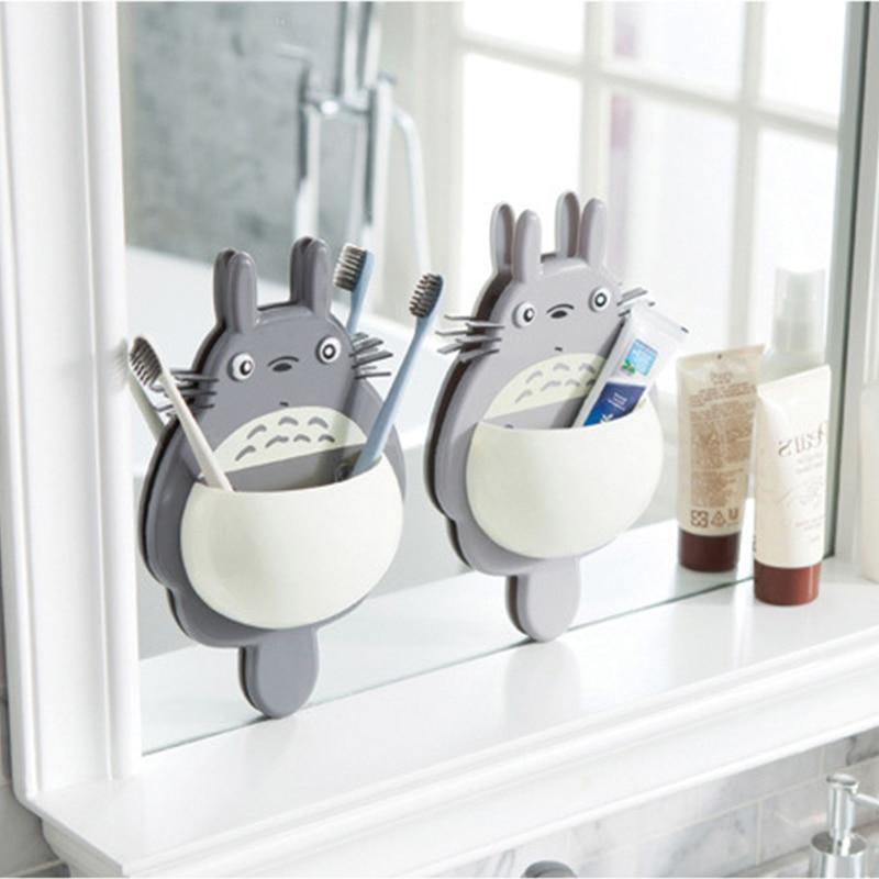 1pcs Toothbrush Wall Mount Holder Cute Totoro Sucker box Bathroom Organizer Tools Accessories