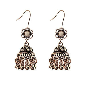 Ethnic Women's Silver Peacock Indian Gypsy Ethnic Boho Tribe Bell Tassel Drop Earrings