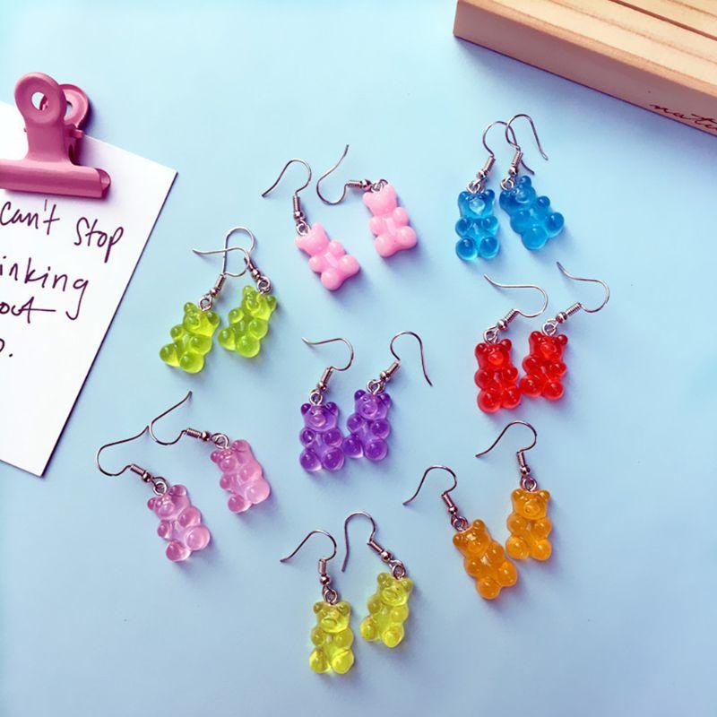 1 Pair Creative Cute Mini Gummy Bear Earrings Minimalism Cartoon Design Danglers