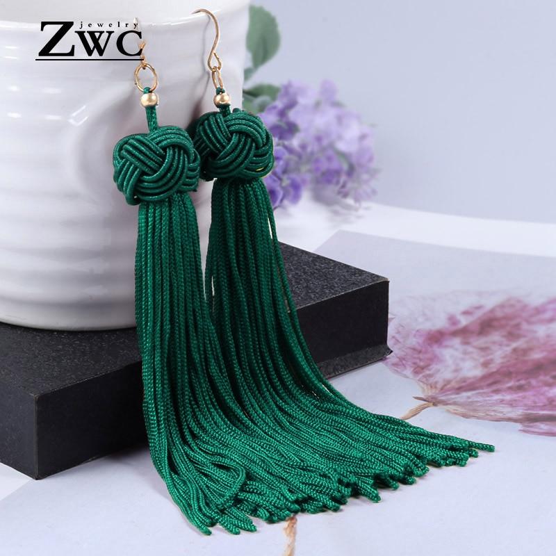 ZWC Vintage Ethnic Long Tassel Drop Earrings for Women