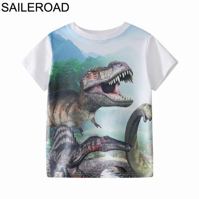 SAILEROAD 2-8 Years Cartoon Dinosaur Print Baby Boys Shorts T Shirt