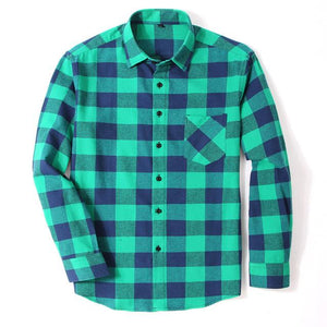 Cotton Flannel Men's Plaid Shirt Slim Fit Spring Autumn Male Brand Casual Long Sleeved Shirt