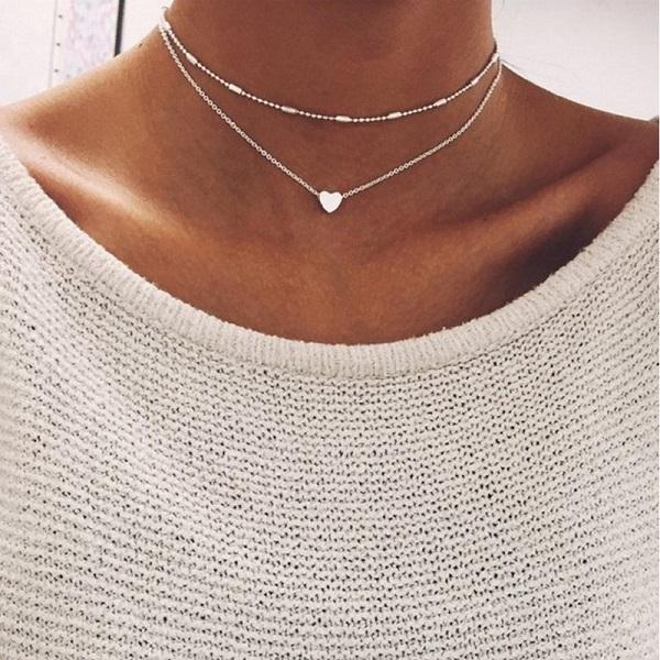 Bohemian Moon Star Crystal Heart Choker Necklace for Women