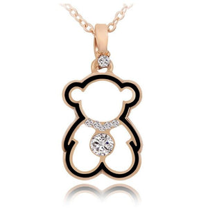 Trendy Cute Bear Necklaces Pendant for Woman Gold Cubic zirconia Necklace