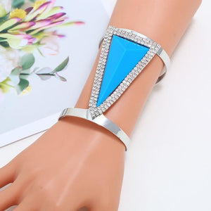 Maxi Metal Bangles Women Trendy Resin Mosaic Crystal Bracelet