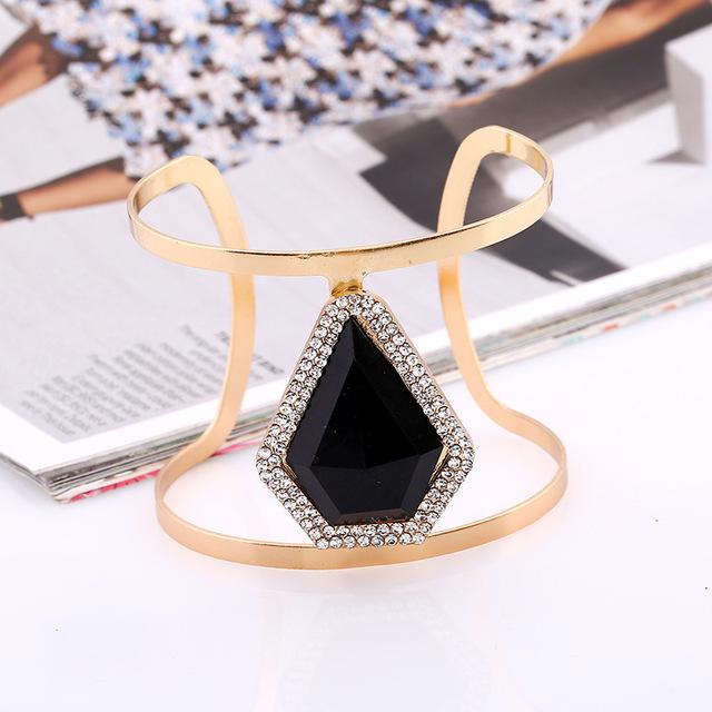 Maxi Metal Bangles Women Trendy Resin Mosaic Crystal Bracelet