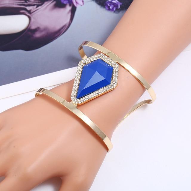 Maxi Metal Bangles Women Trendy Resin Mosaic Crystal Bracelet