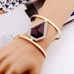 Maxi Metal Bangles Women Trendy Resin Mosaic Crystal Bracelet