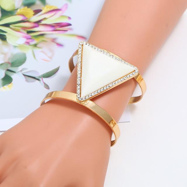 Maxi Metal Bangles Women Trendy Resin Mosaic Crystal Bracelet