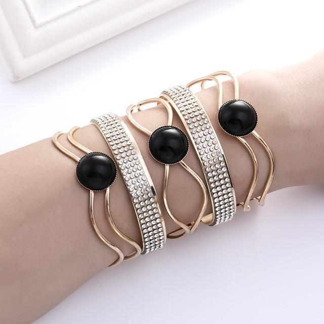 Maxi Metal Bangles Women Trendy Resin Mosaic Crystal Bracelet