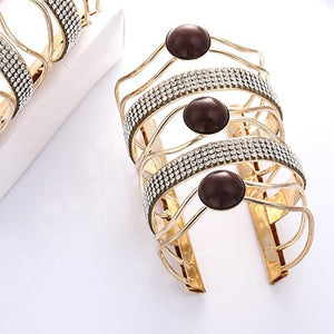 Maxi Metal Bangles Women Trendy Resin Mosaic Crystal Bracelet