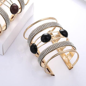 Maxi Metal Bangles Women Trendy Resin Mosaic Crystal Bracelet