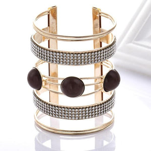 Maxi Metal Bangles Women Trendy Resin Mosaic Crystal Bracelet