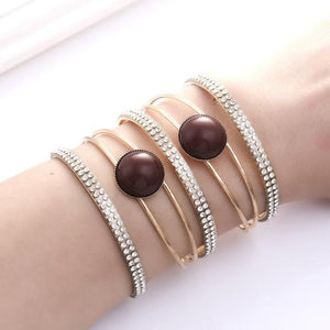 Maxi Metal Bangles Women Trendy Resin Mosaic Crystal Bracelet