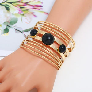 Maxi Metal Bangles Women Trendy Resin Mosaic Crystal Bracelet