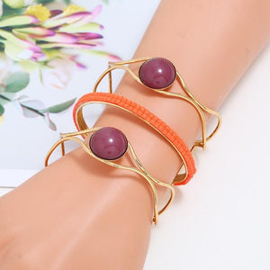 Maxi Metal Bangles Women Trendy Resin Mosaic Crystal Bracelet