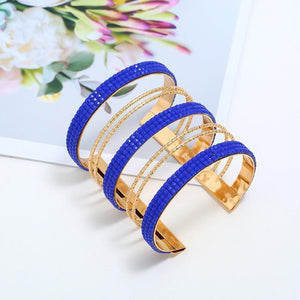 Maxi Metal Bangles Women Trendy Resin Mosaic Crystal Bracelet