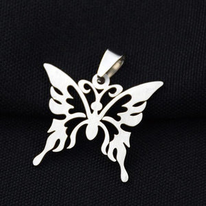 Fashion Hollow Butterfly Stainless Steel Necklace Silver Chain Trendy Pendant