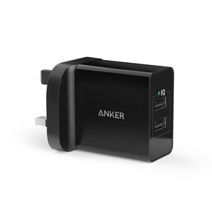 Anker 24W 2-Port USB Wall Charger (EU/UK Plug) and PowerIQ Technology for iPhone, iPad, Galaxy, Nexus, HTC, Motorola, LG etc