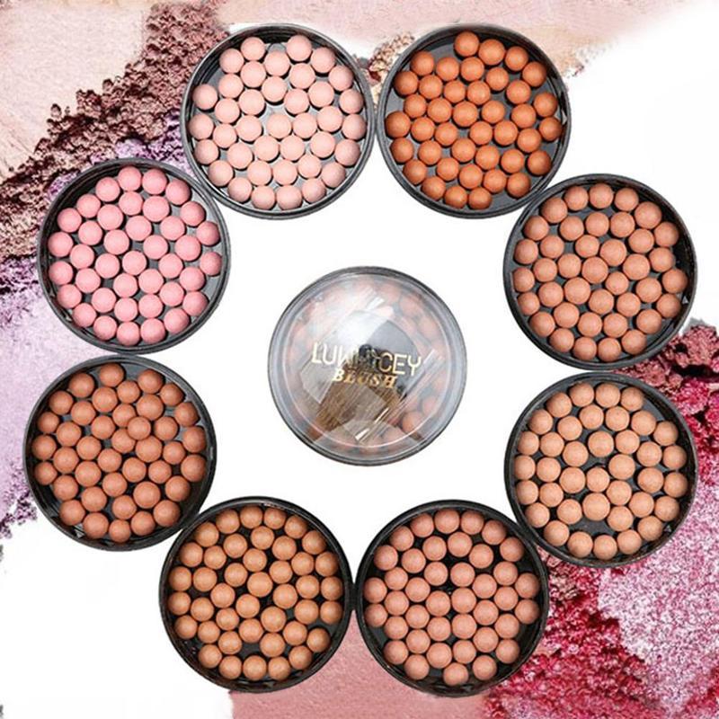 Natural Face Blush Ball Waterproof Blush Highlighter Long Lasting Pigments