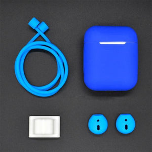 4 in 1 Silicone Case Cover Set For Airpods Accessories Watch Band Holder Anti-lost Strap for Apple AirPods Wireless Earphones