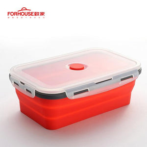 Silicone Collapsible Lunch Box Food Storage Container Bento BPA Free Microwavable Portable Picnic Camping Rectangle Outdoor Box