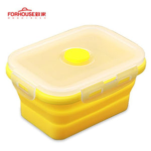 Silicone Collapsible Lunch Box Food Storage Container Bento BPA Free Microwavable Portable Picnic Camping Rectangle Outdoor Box