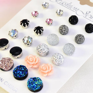 12 pairs/set Crystal 2019 New Fashion Earrings Set Women Jewelry