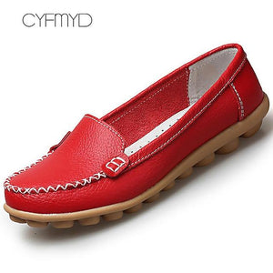 Genuine Leather Shoes Woman Soft Boat shoes for Women Flats