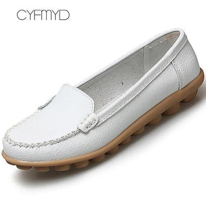 Genuine Leather Shoes Woman Soft Boat shoes for Women Flats