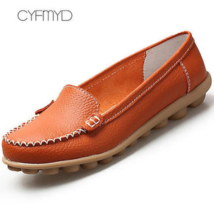 Genuine Leather Shoes Woman Soft Boat shoes for Women Flats