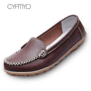 Genuine Leather Shoes Woman Soft Boat shoes for Women Flats